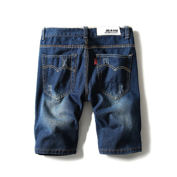 Pantaloni scurți bărbați din denim cu motive rupte în două culori