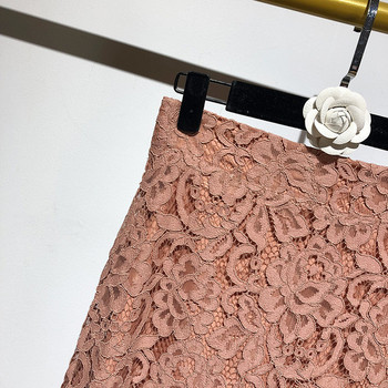 Fusta de dama lunga din dantela de culoare maro