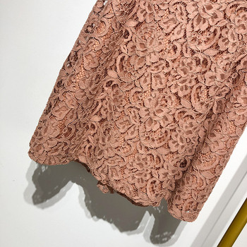 Fusta de dama lunga din dantela de culoare maro