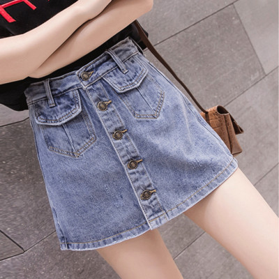 Fusta - pantaloni in doua culori cu talie inalta si nasturi