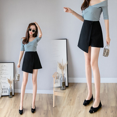 Fusta - pantaloni in trei culori cu talie inalta