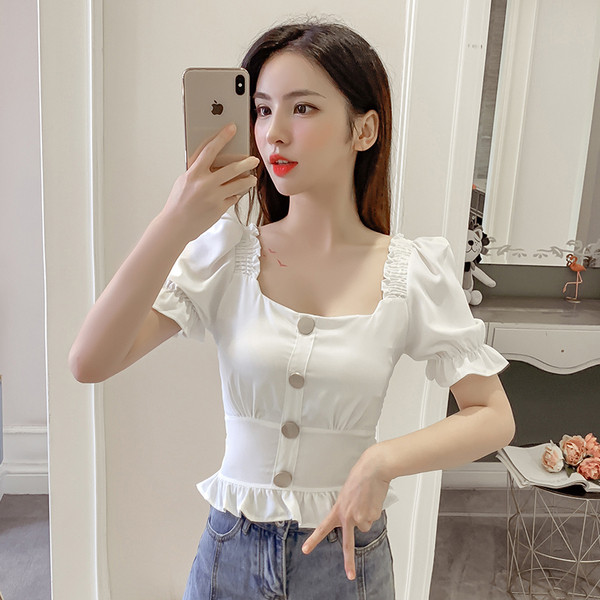 Bluză de damă modernă cu mâneci scurte în mai multe culori