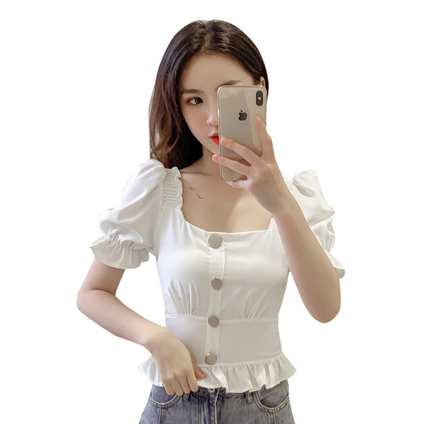 Bluză de damă modernă cu mâneci scurte în mai multe culori