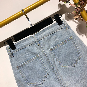 Fusta de dama scurta din denim cu nasturi de culoare albastra