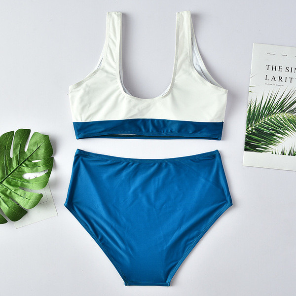 Costum de baie model nou în două părți în albastru