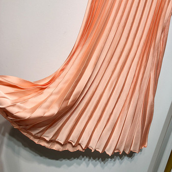 Fusta lunga plisata de culoare roz