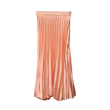 Fusta lunga plisata de culoare roz