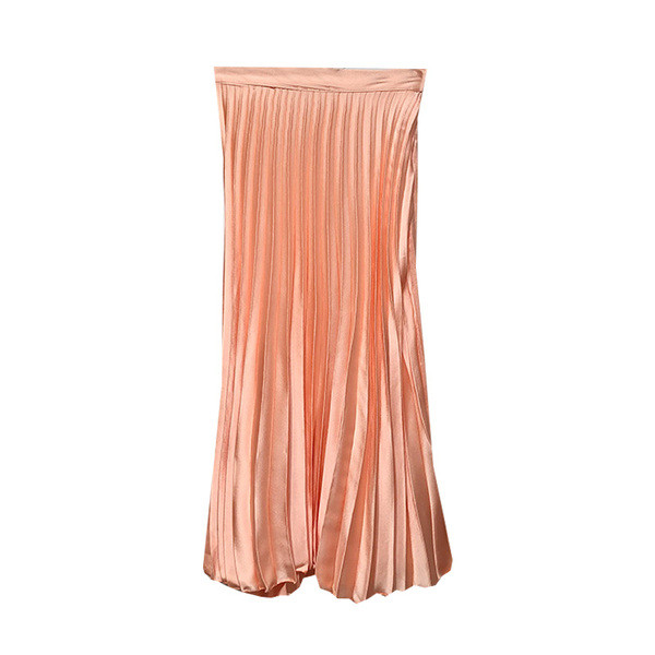 Fusta lunga plisata de culoare roz