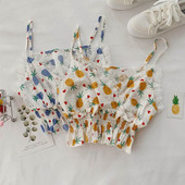 Maieu scurt de dama cu dantela si bretele in doua culori