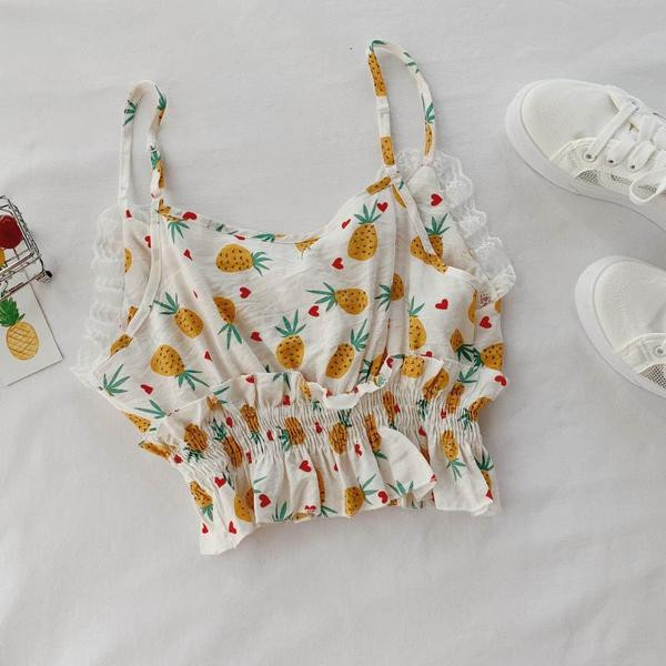 Maieu scurt de dama cu dantela si bretele in doua culori