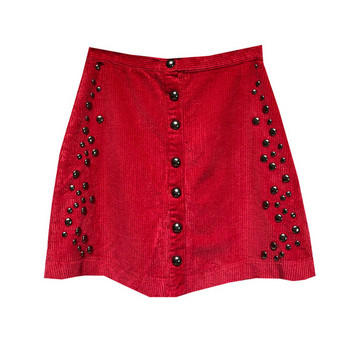 Fusta scurta din denim cu nasturi in doua culori