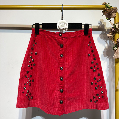 Fusta scurta din denim cu nasturi in doua culori