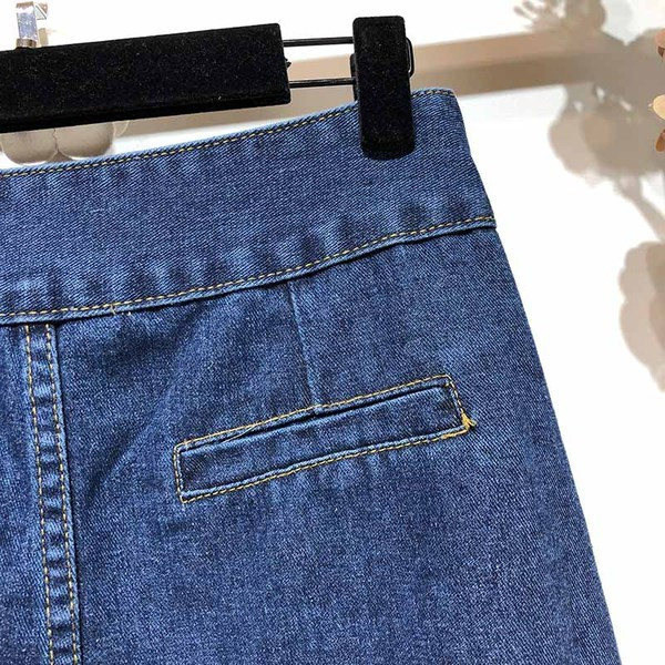 Fusta lunga din denim cu nasturi si buzunare