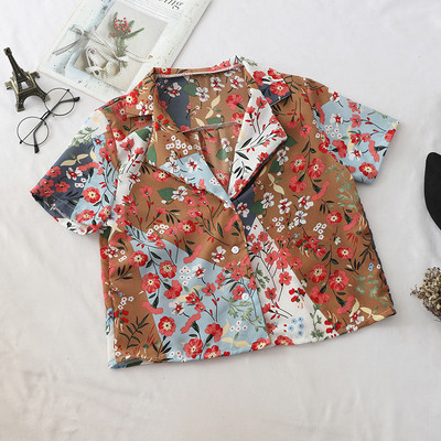 Cămașă de vară de damă cu mâneci scurte și model floral în mai multe culori