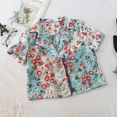 Cămașă de vară de damă cu mâneci scurte și model floral în mai multe culori