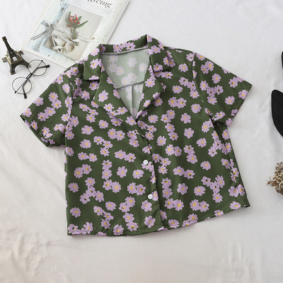 Cămașă de vară de damă cu mâneci scurte și model floral în mai multe culori