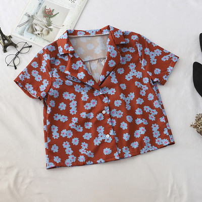 Cămașă de vară de damă cu mâneci scurte și model floral în mai multe culori