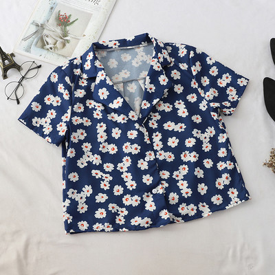 Cămașă de vară de damă cu mâneci scurte și model floral în mai multe culori