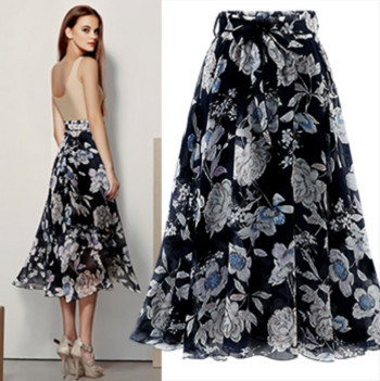 Fusta lunga de dama casual cu talie inalta in doua culori