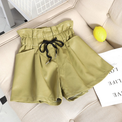 Pantaloni scurti de dama cu cravate si talie inalta in mai multe culori