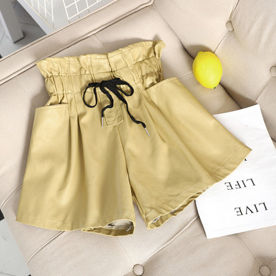 Pantaloni scurti de dama cu cravate si talie inalta in mai multe culori