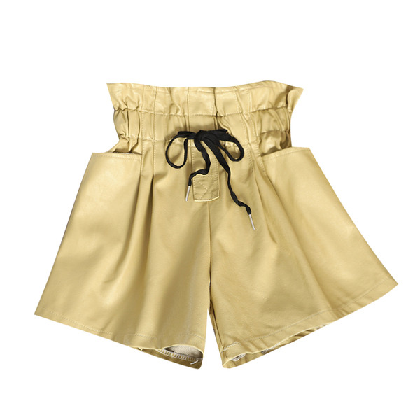 Pantaloni scurti de dama cu cravate si talie inalta in mai multe culori