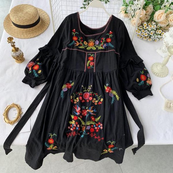 Rochie moderna de dama cu broderie in mai multe culori