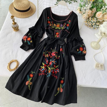 Rochie moderna de dama cu broderie in mai multe culori