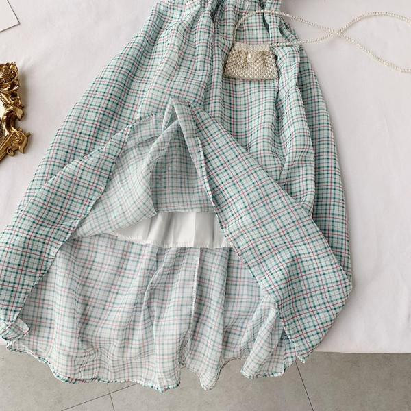 Rochie dama in carouri cu guler si maneci scurte