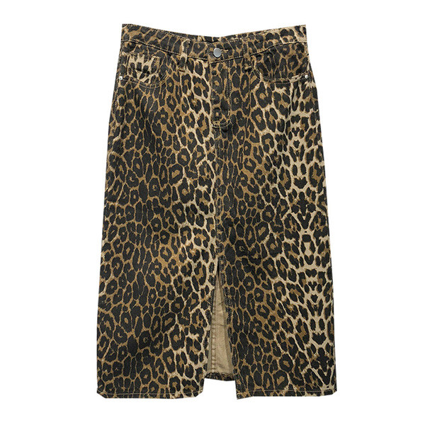 Fusta de dama din denim cu model leopard