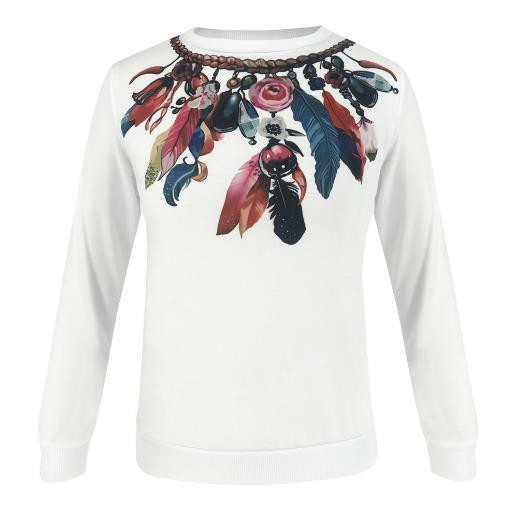 Bluză casual de damă cu mâneci lungi și model colorat