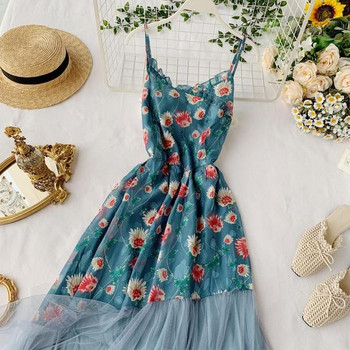 Rochie moderna de dama cu model floral si tul