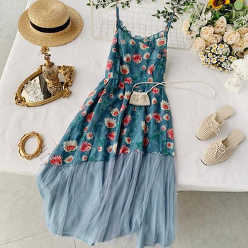 Rochie moderna de dama cu model floral si tul