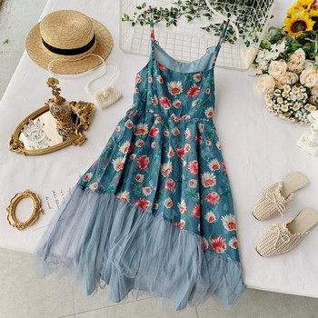 Rochie moderna de dama cu model floral si tul