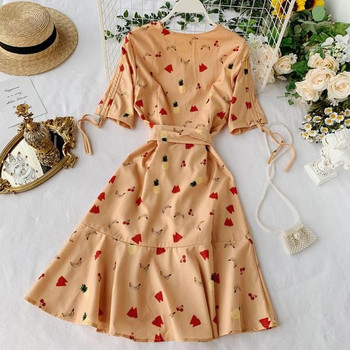 Rochie de dama cu maneci scurte si cravata