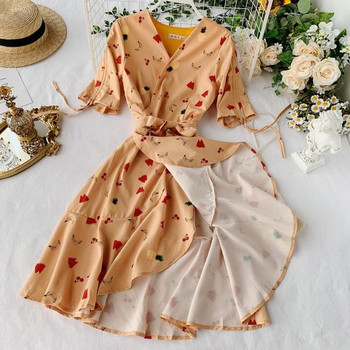 Rochie de dama cu maneci scurte si cravata