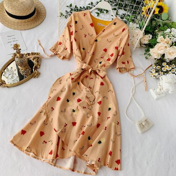 Rochie de dama cu maneci scurte si cravata