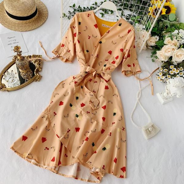 Rochie de dama cu maneci scurte si cravata