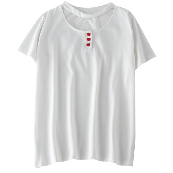 Tricou de dama modern cu maneci scurte si nasturi alb-negru