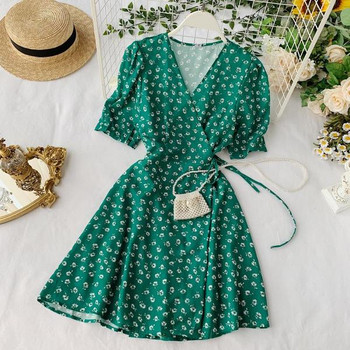 Rochie de dama cu maneca scurta de culoare verde