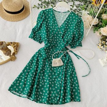 Rochie de dama cu maneca scurta de culoare verde