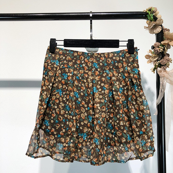 Fusta scurta de sifon de dama cu model floral