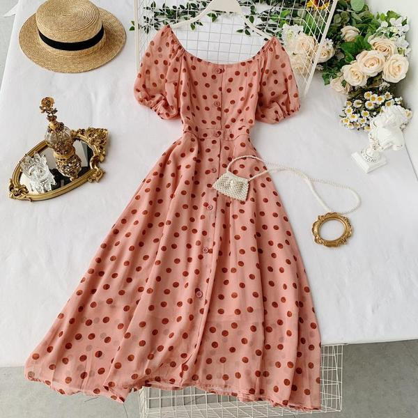 Rochie de dama cu buline cu nasturi