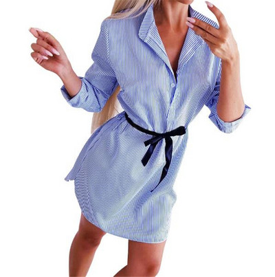 Rochie casual de dama moderna cu nasturi de culoare albastra