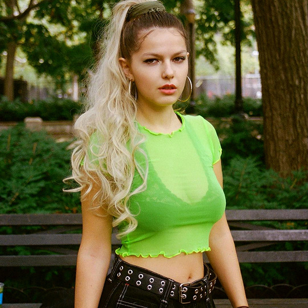 Bluză de damă modernă în trei culori - portocaliu verde albastru