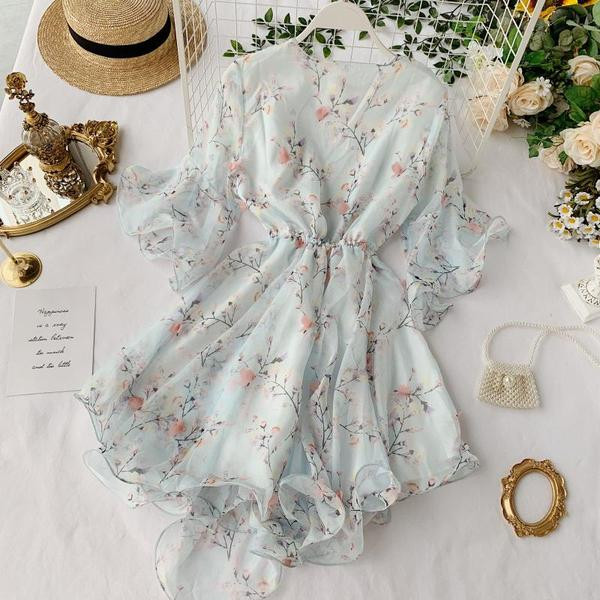 Rochie de dama cu maneci lotus si talie elastica in doua culori