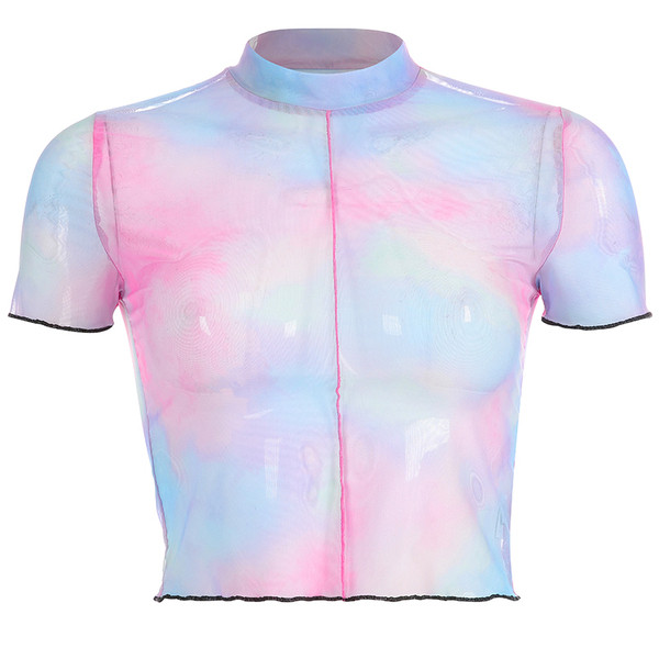 Bluză scurtă de damă modernă în culori irizate