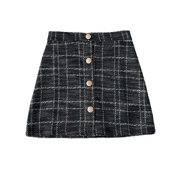 Fusta de dama eleganta cu talie inalta si nasturi in trei culori