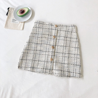 Fusta de dama eleganta cu talie inalta si nasturi in trei culori