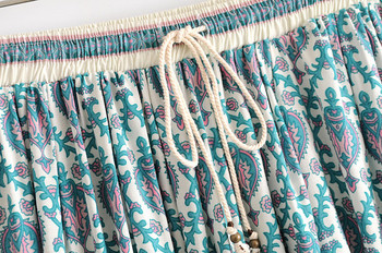 Fusta lunga lata cu cravate in talie cu model cu model